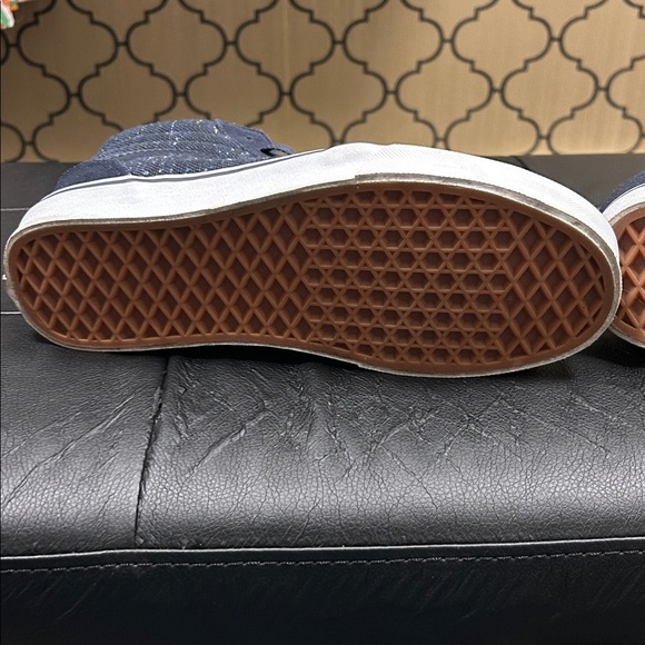 Vans Dark Blue High-Tops with White Accents. Only worn once. - Picture 3 of 6